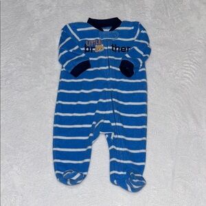 (2 for $10) carters fleece little brother Blue Striped footie/ sleeper One Piece